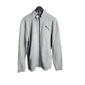 Puma Men's Warm-Cell Gray Full-Zip Fleece Warm-Up Jacket Size L